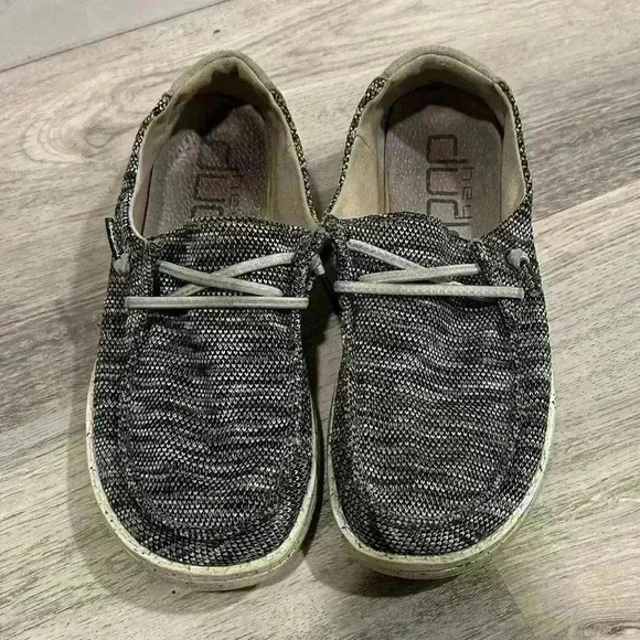 Hey Dude Wendy Sox Dark Grey Canvas Casual Lightweight Slip On Shoes Size 6 - Picture 1 of 9
